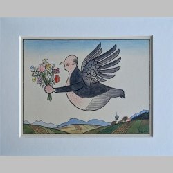 Willi Hertlein | Fliegender Mann mit Blumenstrauß