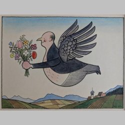 Willi Hertlein | Fliegender Mann mit Blumenstrauß
