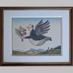 Willi Hertlein | Fliegender Mann mit Blumenstrauß