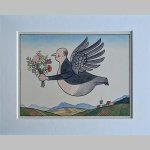 Willi Hertlein | Fliegender Mann mit Blumenstrauß