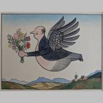Willi Hertlein | Fliegender Mann mit Blumenstrauß